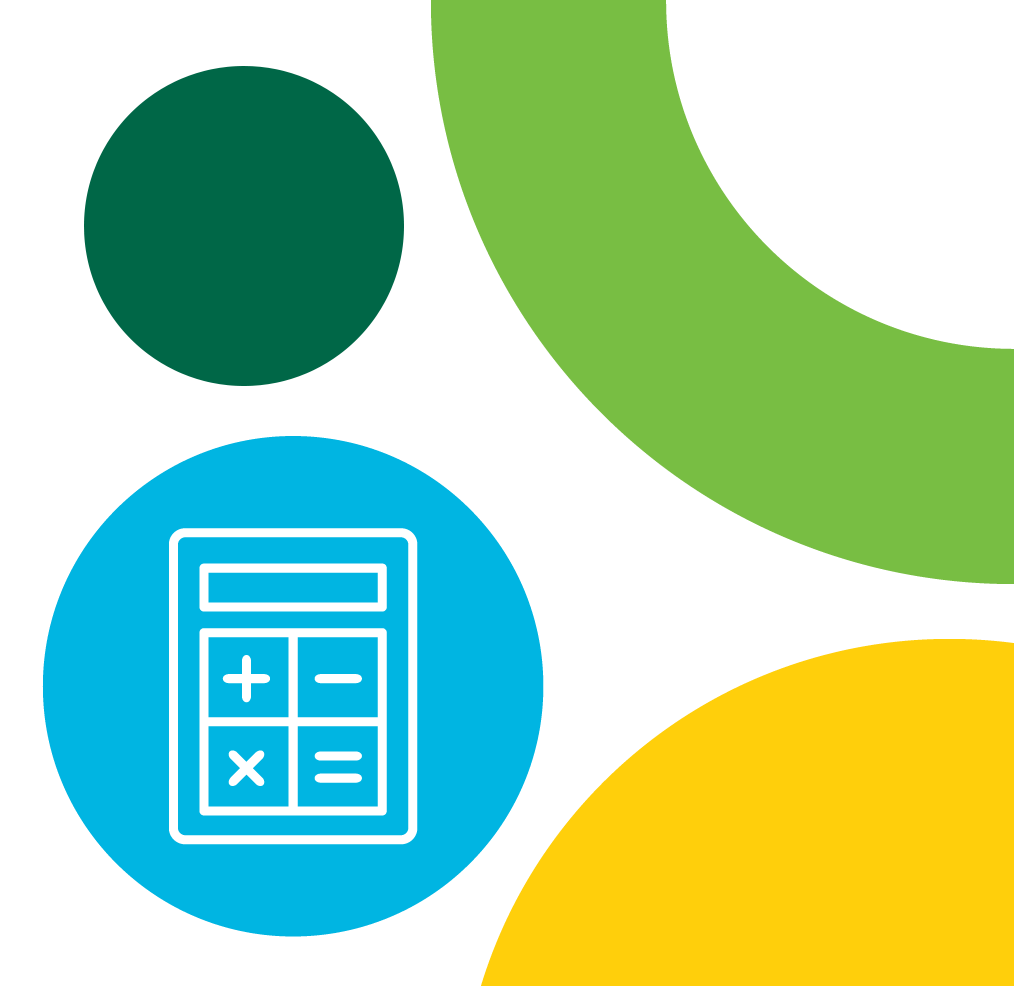 Icon of a calculator on a circle