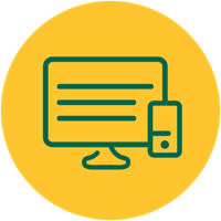 Computer with Phone icon yellow